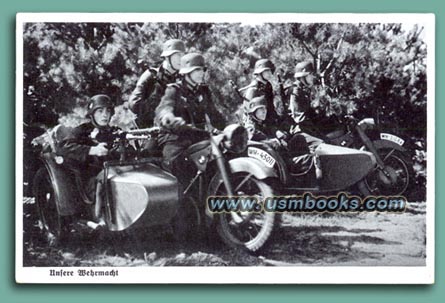 Wehrmacht motorcycle with sidecar and machine gun