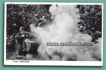 Wehrmacht motorcycle with sidecar and machine gun