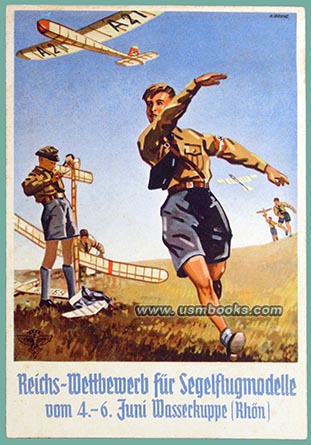 NSFK - farbige Propaganda-Postkarte Reichswettbewerb für Segelflugmodelle vom 4. - 6. Juni Wasserkuppe