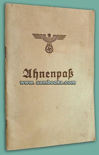 Nazi Ahnenpass with eagle and swastika cover