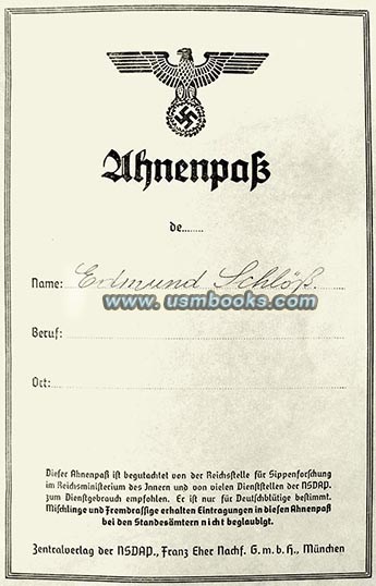 3. Reich Ahnenpass or Nazi Ancestry Document
