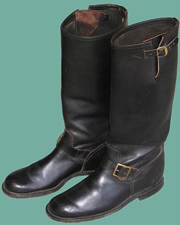 Black leather marching boots