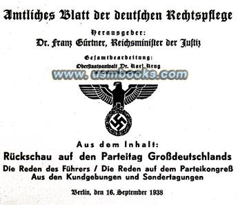 Deutsche Justiz Rechtspflege und Rechtspolitik, 16 September 1938