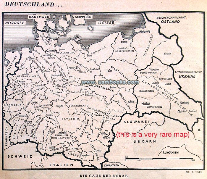 NSDAP Gau map, January 1943