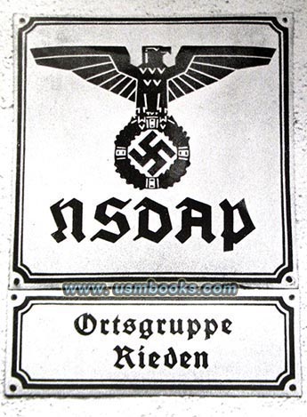 enamel Nazi sign NSDAP Ortsgruppe Rieden