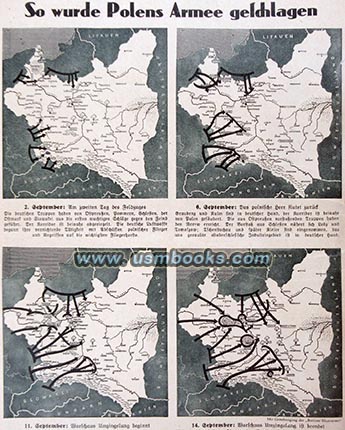 Nazi Wehrmacht advance in Poland, Nazi battle maps 1939