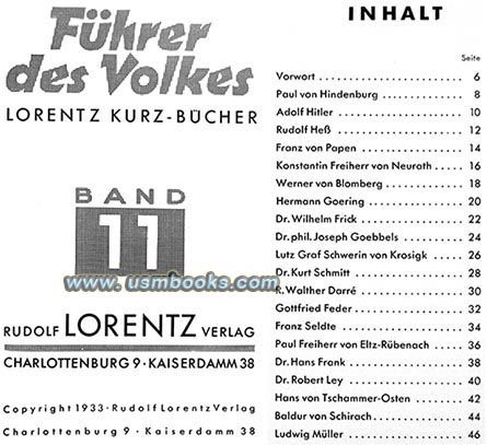 Fhrer des Volkes, Lorentz Kurz Buecher berlin 1933