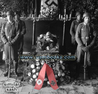 Nazi funeral wreath sash with swastika