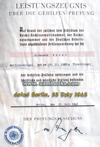 Nazi certificate