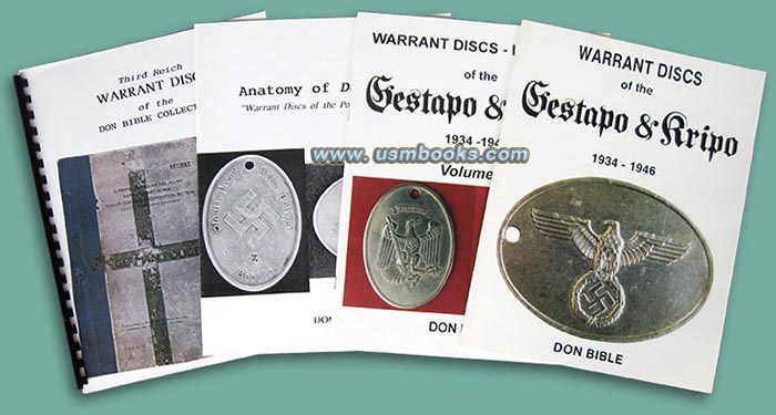 4 Don Bible Books on Gestapo Warrant Discs and Kripo ID Discs