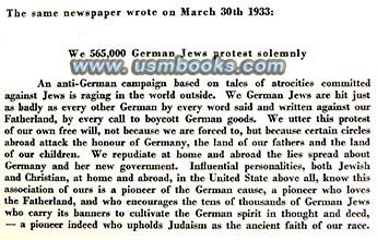 1933 German Jews protest about Atrocity Propaganda