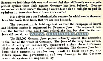 1933 German Jews protest about Nazi Boycott