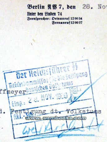 Der Reichsfuehrer-SS, Reichskommissar fr die Festigung deutschen Volkstums