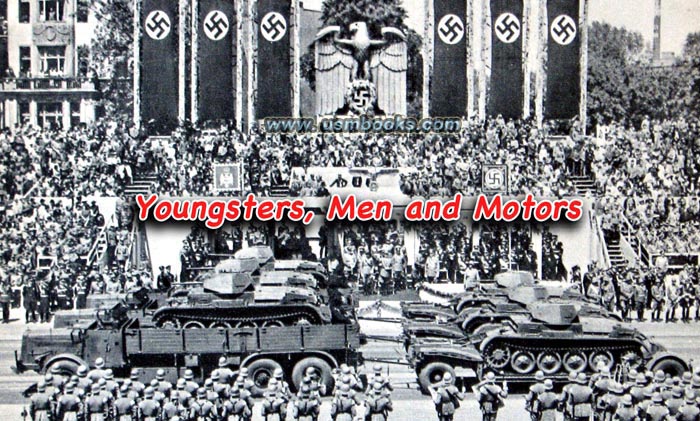 Nazi swastika parade banners Berlin 20 April 1939, Panzerkampfwagen