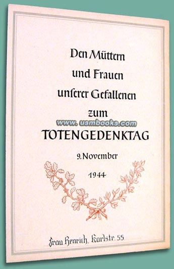 Totengedenktag or Memorial Day on 9 November 1944