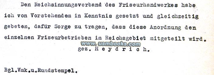 anti-Jewish Heydrich decree regarding barbers and their Jewish clients
