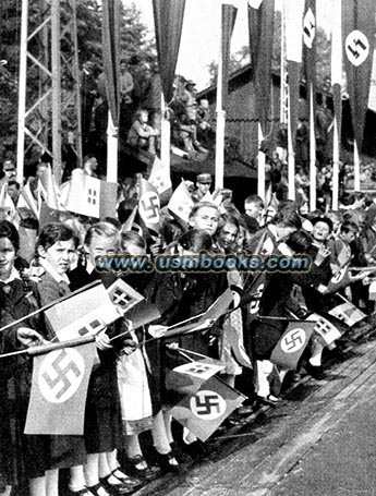 Hitler fans with swastika flags