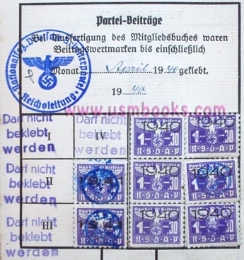 NSDAP dues stamps