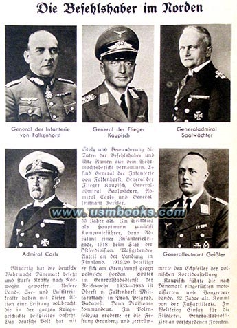 Generals and Admirals Von Falkenhorst, Kaupisch, Aaalwuachter, Carls and Geißler