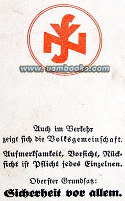 Nazi NSV traffic accident publication