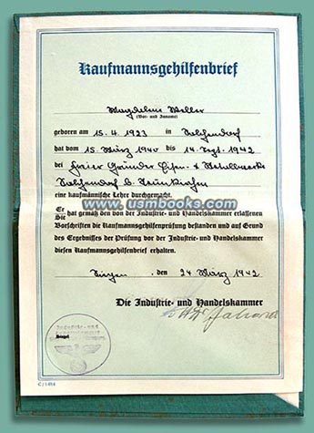Nazi accreditation certificate 1942