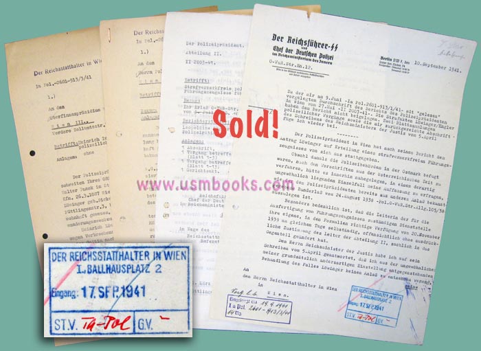 Nazi correspondence regarding Jewish tax evaders in Wien