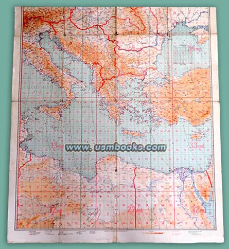 1940 Luftnavigationskarte in Merkatorprojektion Östlisches Mittelmeer