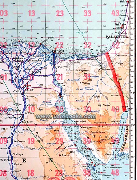 1940 Luftwaffe map Egypt, Sinai Peninsula 