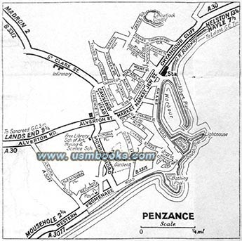 WW2 map Penzance, UK