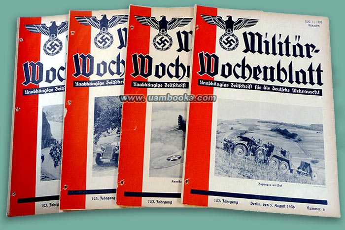 Militr-Wochenblatt 1938 Independent Magazine for the German Armed Forces