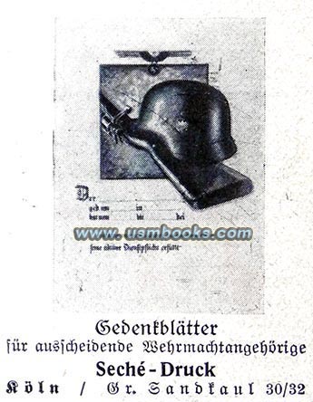 commemorative prints for Nazi soldiers