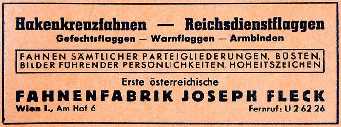 Nazi flag and armband manufacturer advertising 1942