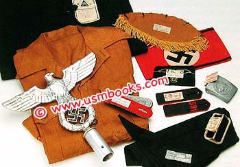 Nazi uniform, Nazi armband, Nazi visor cap, nazi flag pole top
