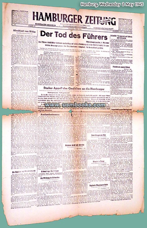 Hamburger Zeitung 2 May 1945, Hitler is Dead