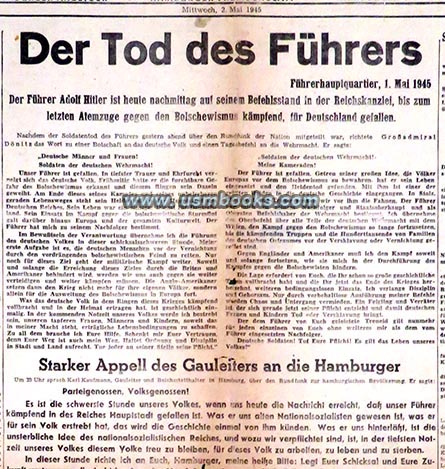 May 1945 Adolf Hitler is dead