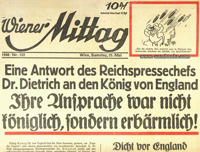 Nazi newspaper 25 May 1940