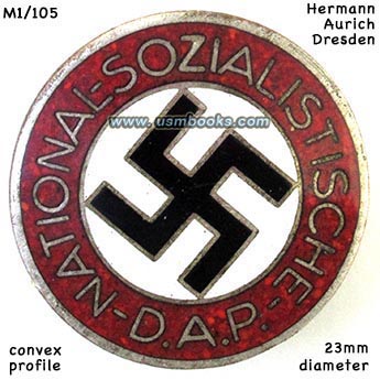 NSDAP Party Badge with Button Hole Backing