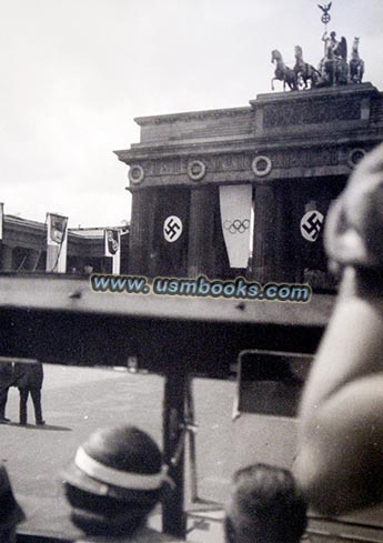 Brandenburg Gate Berlin with swastika banners