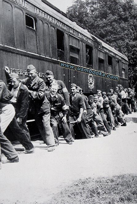 OT men moving the 1918 Surrender Train at Compiegne