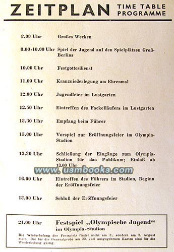 1 August 1936 Berlin Time Table Olympics