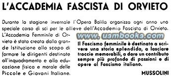 Benito Mussolini, LAccademia Fascista di Orvieto