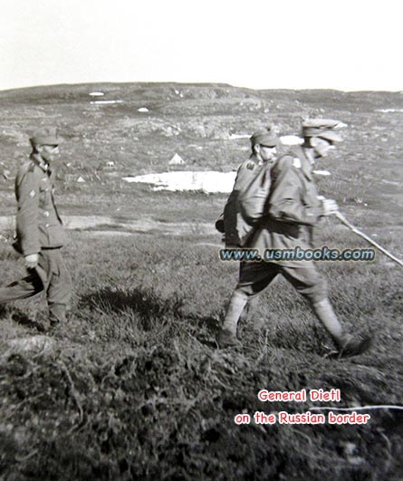 General der Gebirgstruppen Dietl (the “Hero of Narvik” and recipient of the Knight's Cross of the Iron Cross with Oak Leaves and Swords) visiting the troops and front line at Luostari (Russian border)