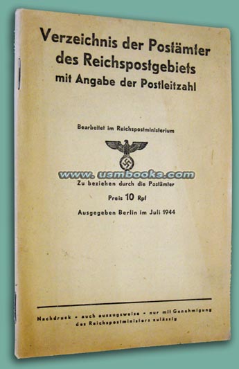 1944 Nazi Postal Codes Directory