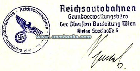 Reichsautobahnen Grundverwaltungsbro Oberste Bauleitung Wien