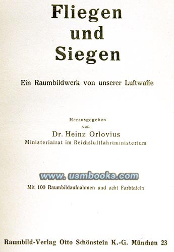 1942 Nazi 3D book Fliegen und Siegen, Raumbild-Verlag Otto Schonstein