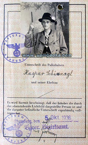 1936 NAZI PASSPORT BAVARIAN FARMER
