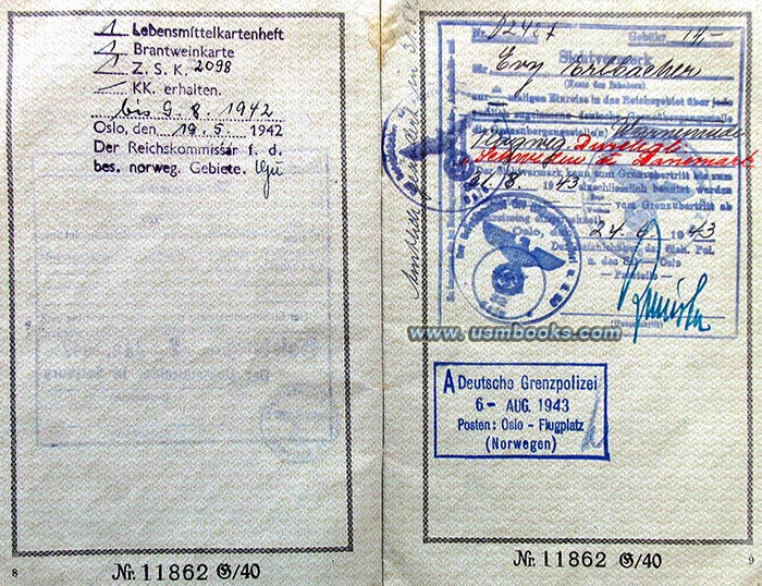 1943 Nazi visa issued in Oslo, Befehlshaber der SiPo und des SD Oslo