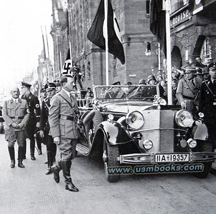 Hitler arriving at the Deutscher Hof Hotel, Julius Streicher