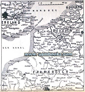 WW2 map France, Belgium, English Channel