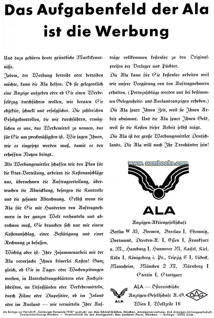 ALA, Anzeigen-Aktiengesellschaft, nazi advertising